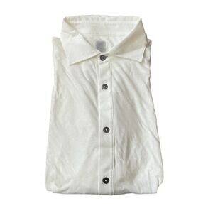 Eleventy Lightweight Woven Mens White Cotton Button Front Size 4XL Excellent